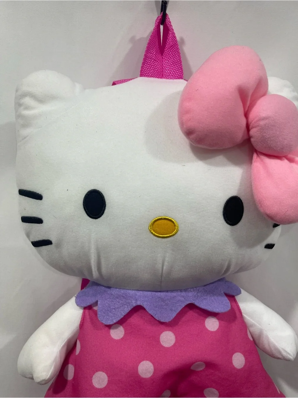 Hello Kitty Pink and White Plush Backpack with Polka Dot Dress